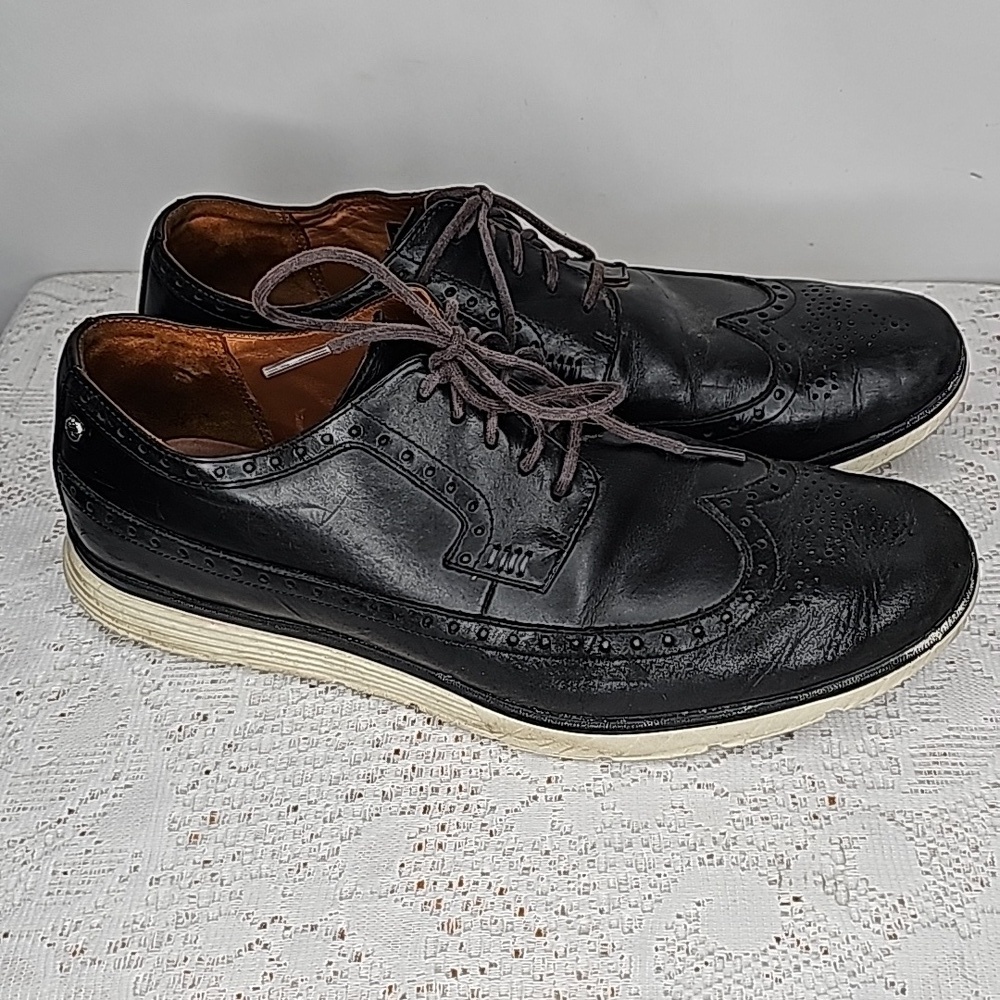 Timberland Wallington Brogue black leather Oxford loafer lace up dress shoe 11.5